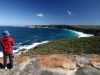 Nirbeeja takes in the splendour. View along the coastline west of Remarkable Rocks, Kangaroo Island. 