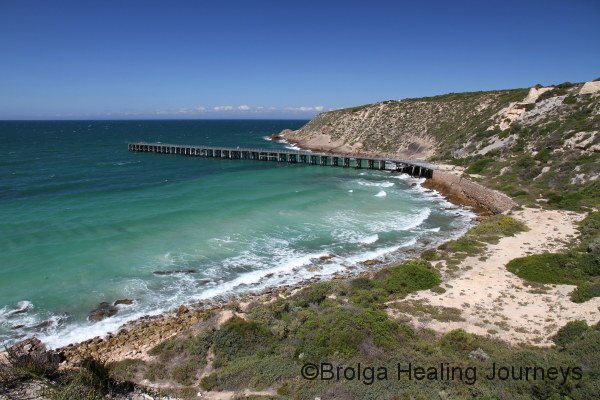 Stenhouse Bay and its jetty, once used to ship gypsum