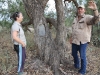 Mark explains the Blaze Tree to Nirbeeja.  The tree was marked in 1874-75 by the surveyor James Lewis, at a waterhole now named Blaze Tree.