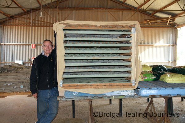 The amateur cabinet-maker with his creation - a drying cabinet for foxbait
